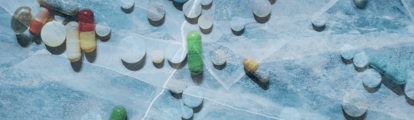 Pills concealed beneath cracking ice